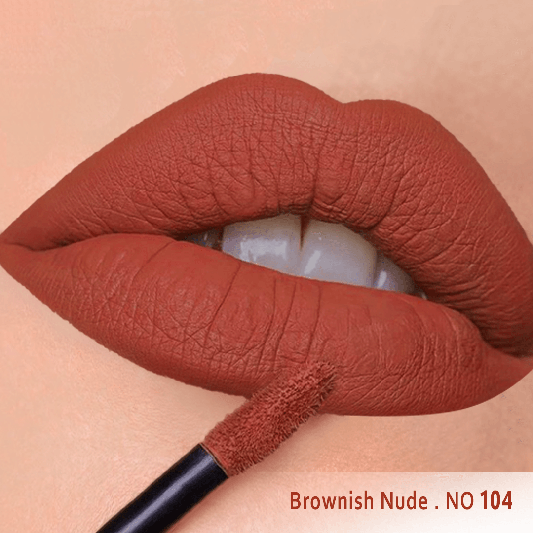 رژ لب رژ لب مایع مخملی مات سرژه کد 104 (Brownish Nude) - تصویر 4